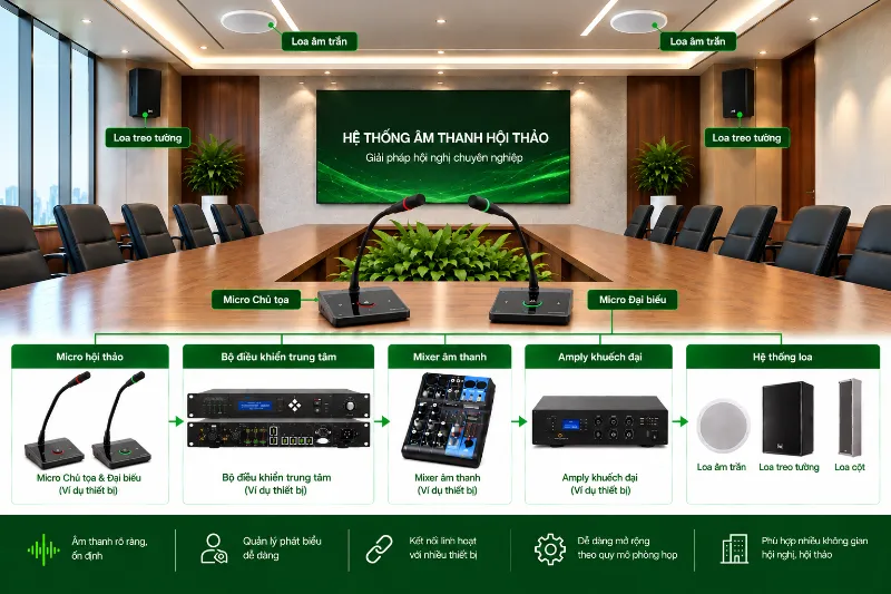 Tư Vấn Lắp Đặt Hệ Thống Âm Thanh Hội Thảo Hiện Đại